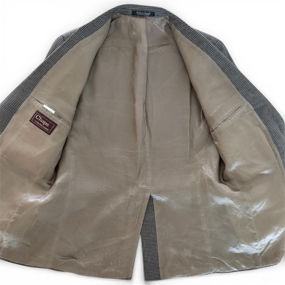 Vintage Chaps by Ralph Lauren Houndstooth Blazer 42R Silk Wool Blend Y2K Canada - Picture 8 of 12